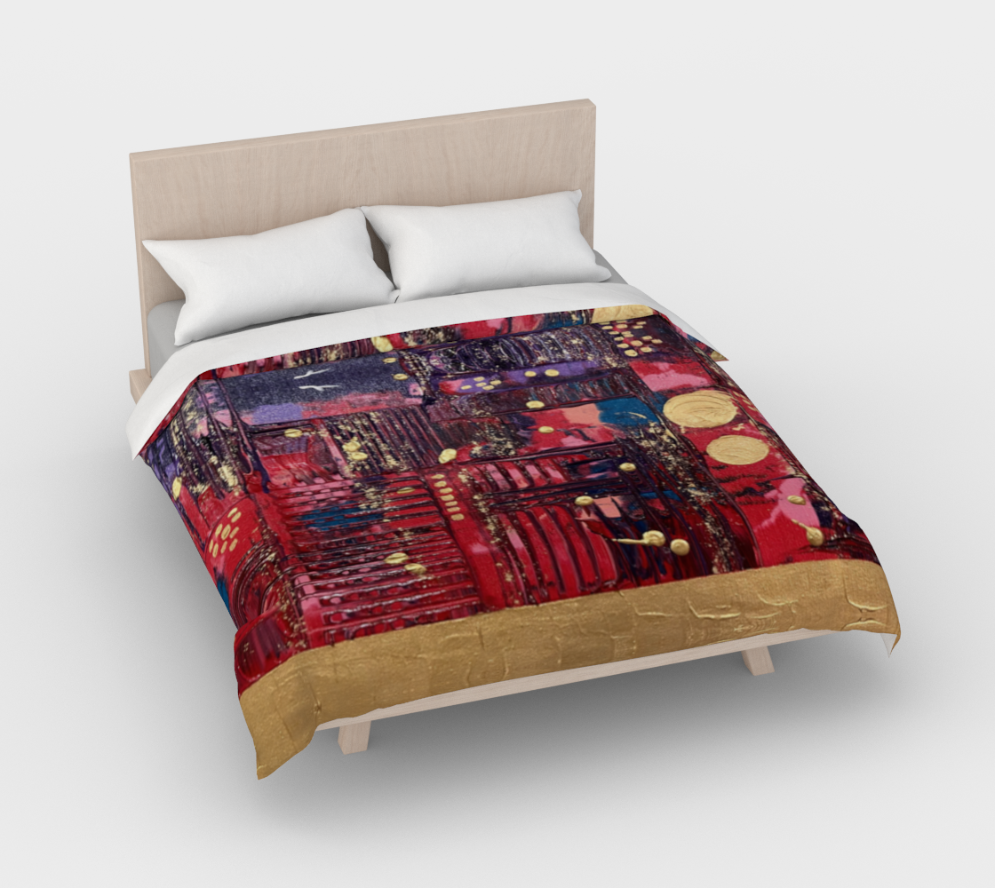 ”Longing for Peace Patchwork” Duvet Cover (Red, Purple, Gold)
