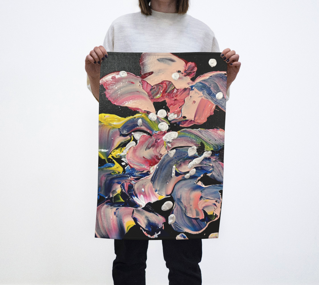 "Grace In Orchid Petals" Tea Towel (Black, Pink, Yellow)