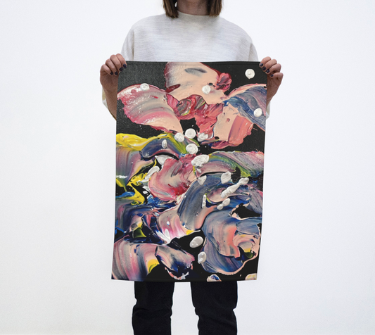 "Grace In Orchid Petals" Tea Towel (Black, Pink, Yellow)