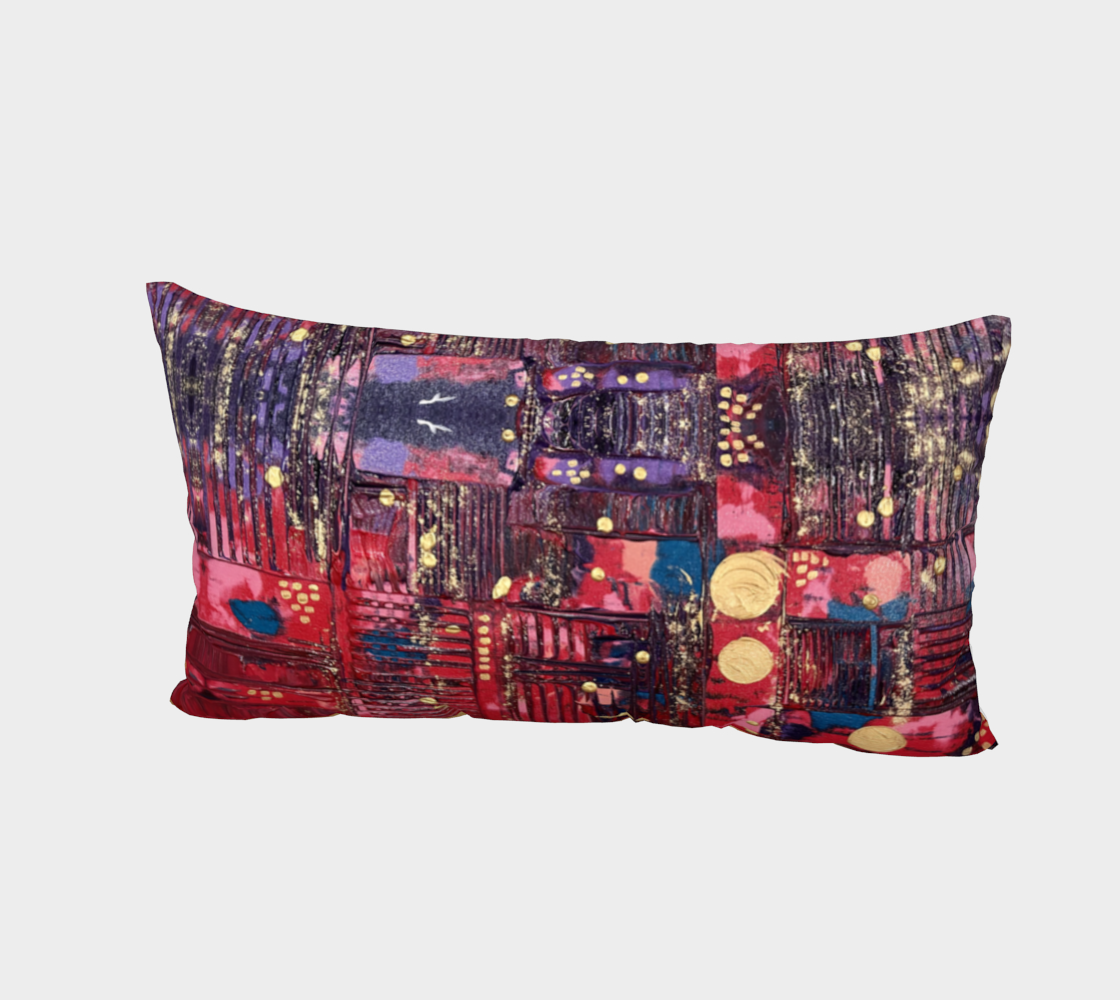 "Longing for Peace Patchwork" Bed Pillow Sham (Red, Purple, Pink)