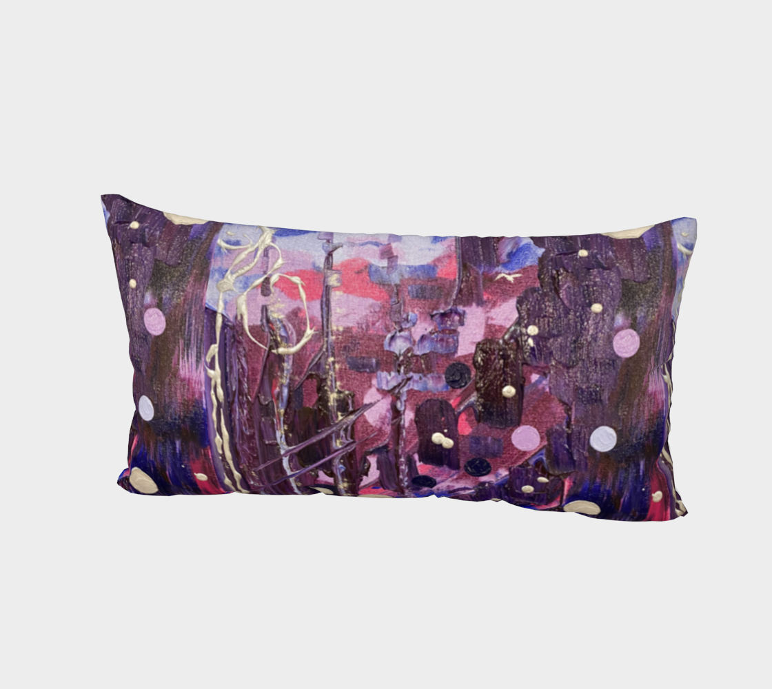 “Donum Familium” Bed Pillow Sham (Purple, Pink, Silver)