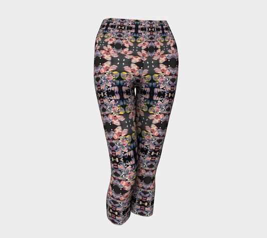 "Grace In Orchid Petals" Yoga Capris (Black, Pink, Yellow)