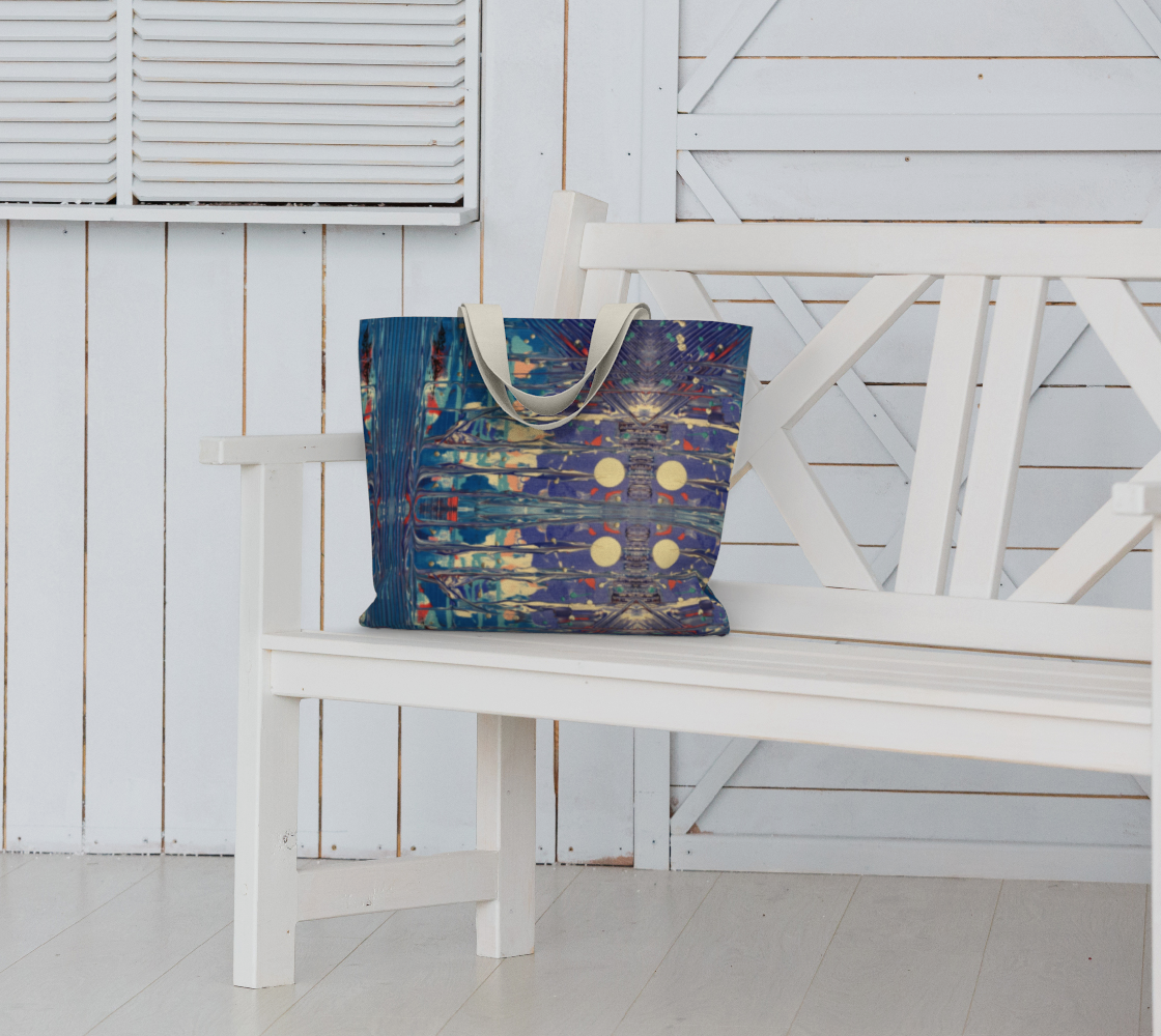 "Pacific Sky" Large Tote (Blue, Aqua, Silver)