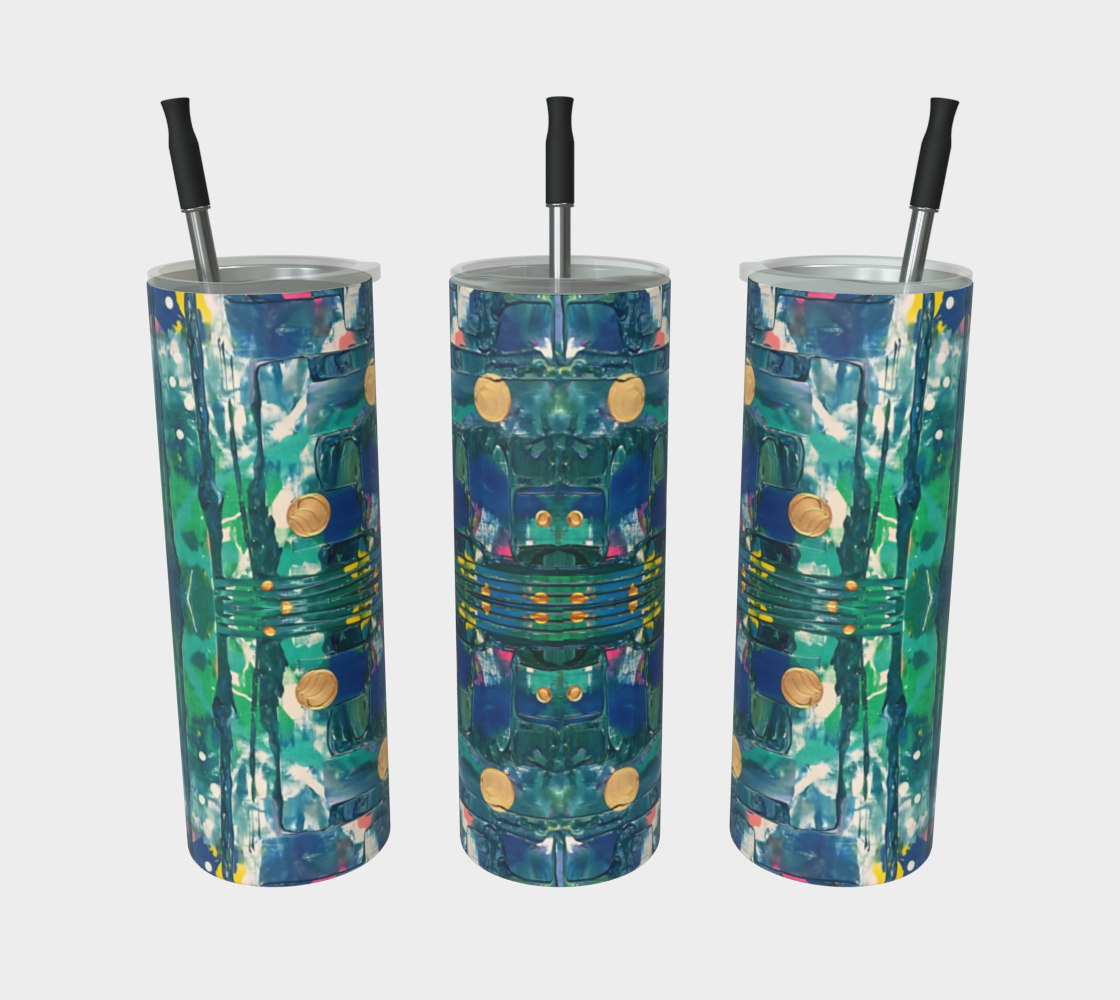 "Water Lilies" Matte Tumbler (Aqua, Green, Blue)