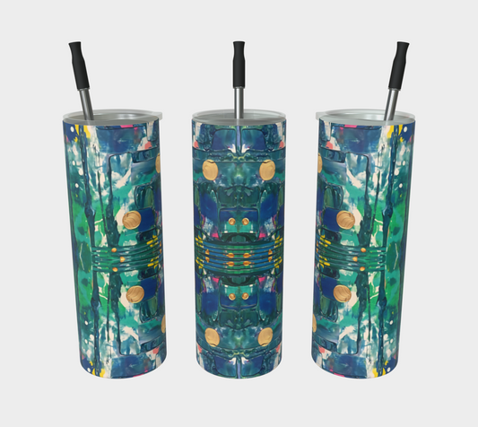 "Water Lilies" Matte Tumbler (Aqua, Green, Blue)
