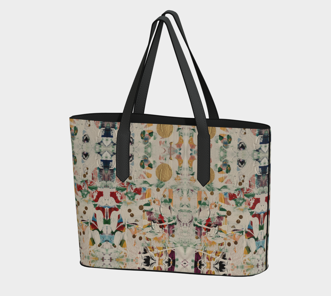 “Colours of Ice” Vegan Leather Tote Bag (Beige, Multi)