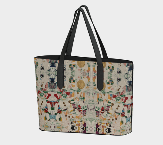 “Colours of Ice” Vegan Leather Tote Bag (Beige, Multi)