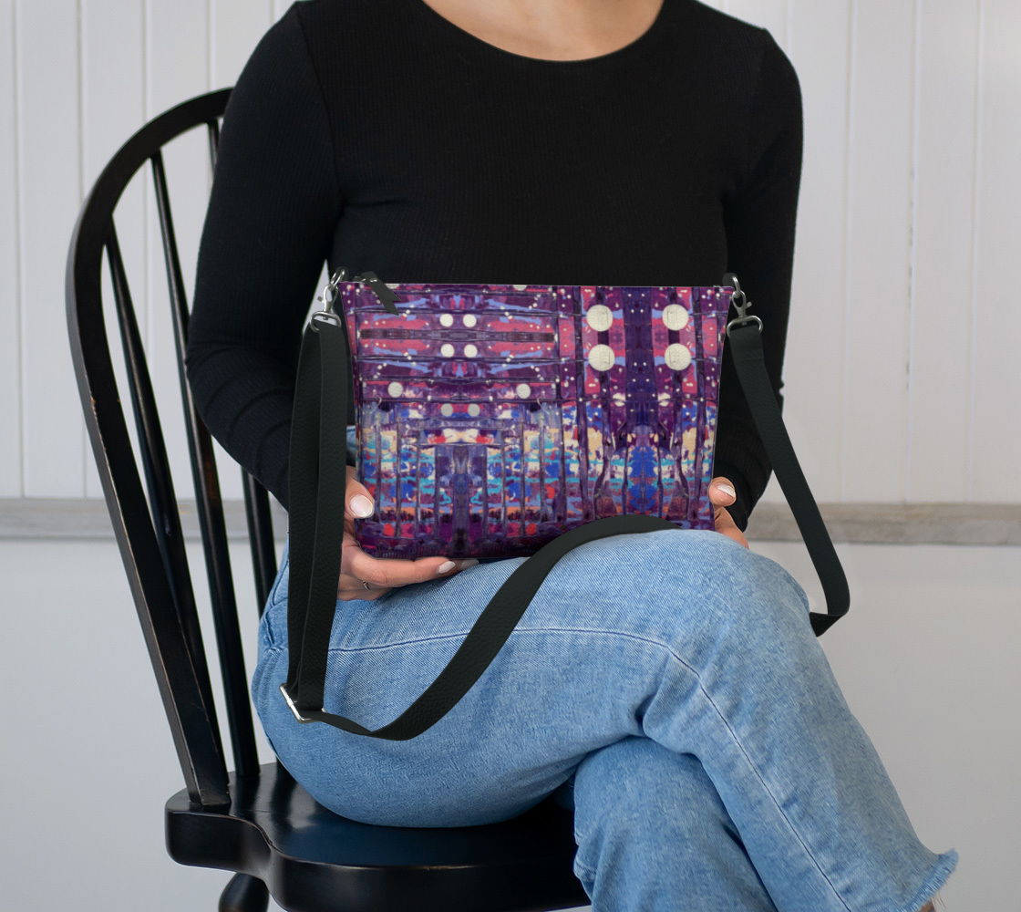 1972"" Vegan Crossbody Purse  (Pink, Purple)