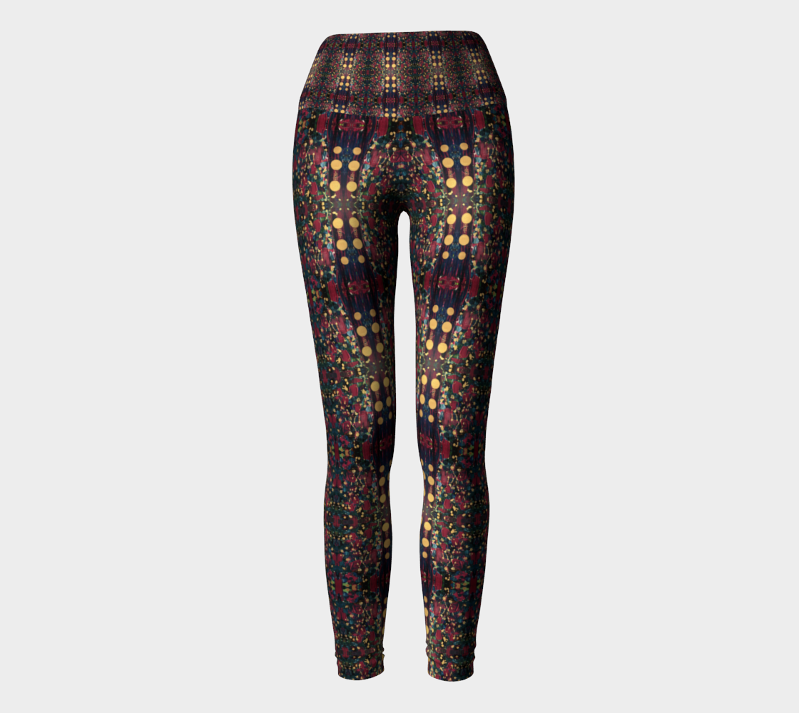 "Tulips" Yoga Leggings (Magenta, Gold)