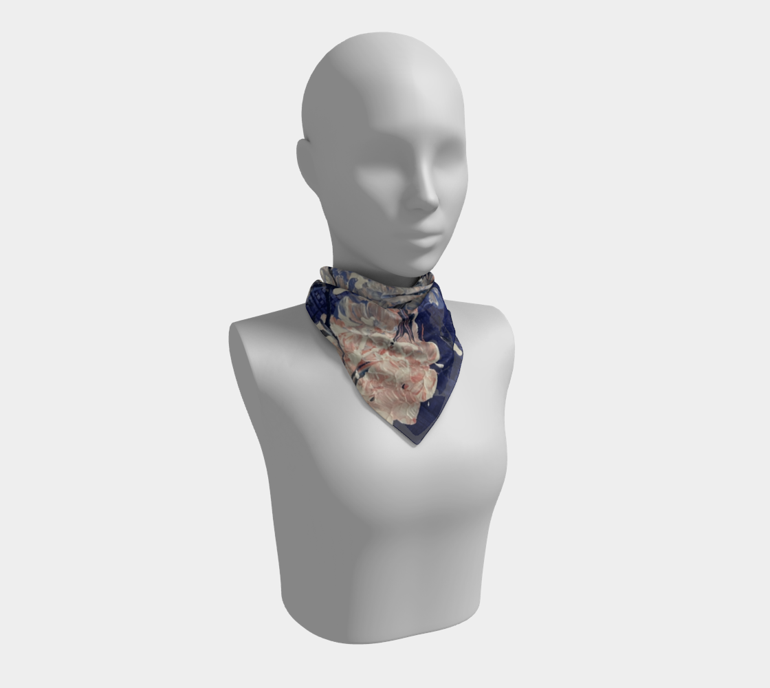 "Hydrangeas" Square Scarf (Purple, Ivory, Blush)