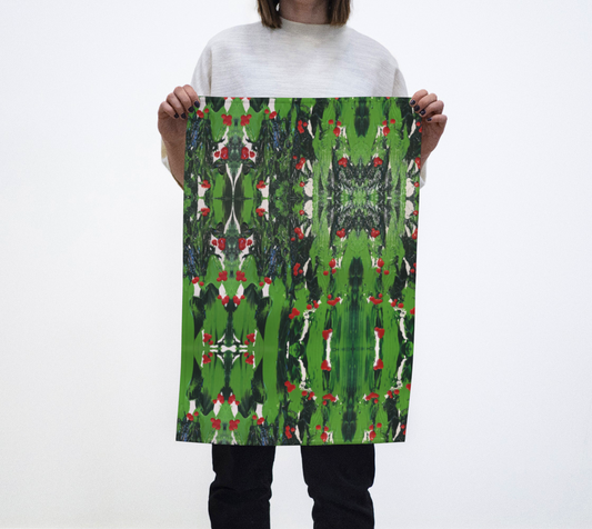 "Holly and Ivy" Christmas Tea Towel (Green, Red)