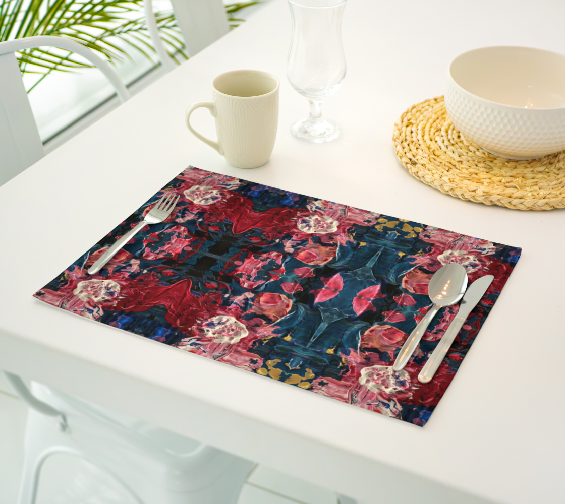 “Wild Carnations” Placemat (Pink, Blue)