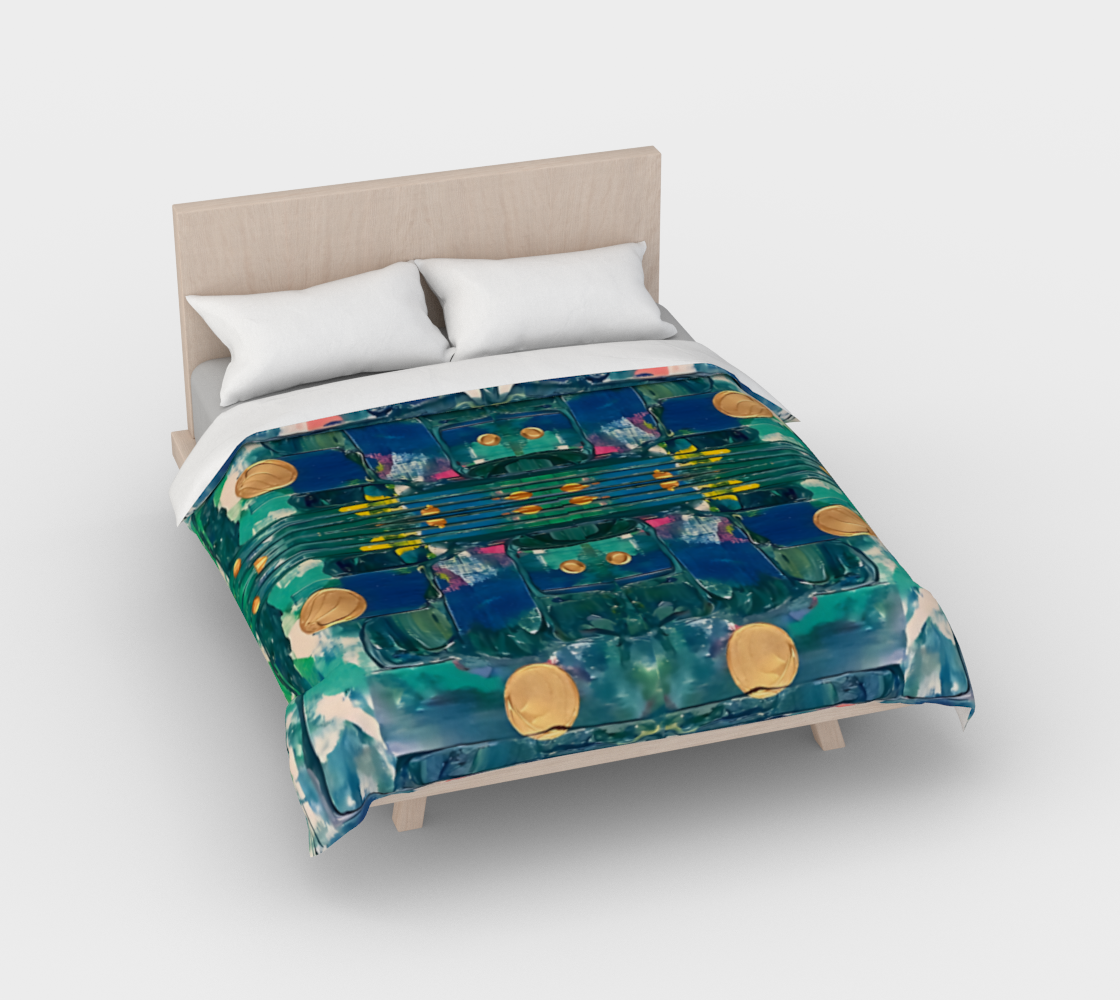 "Water Lilies" Duvet Cover (Aqua, Blue, Pink)