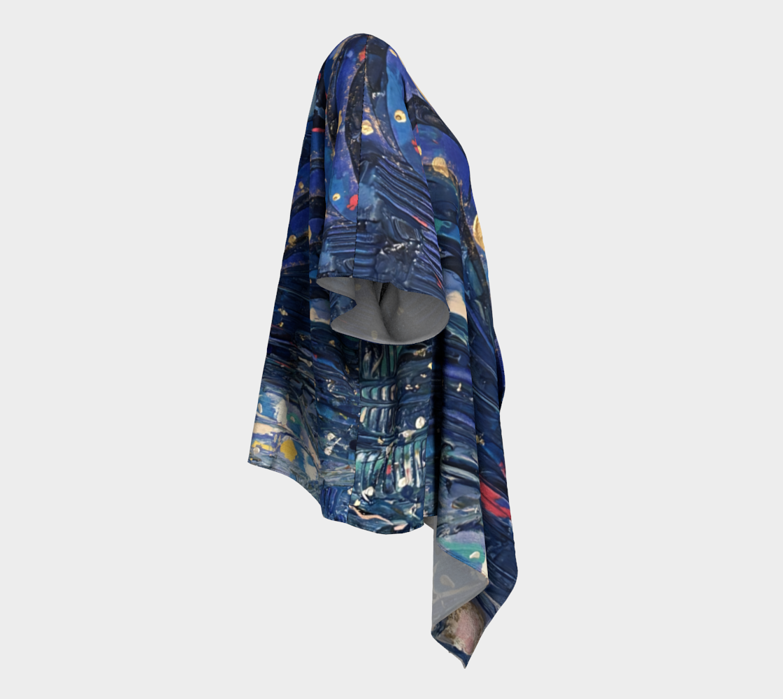 "Blue Sky" Draped Kimono (Blue, Pink)