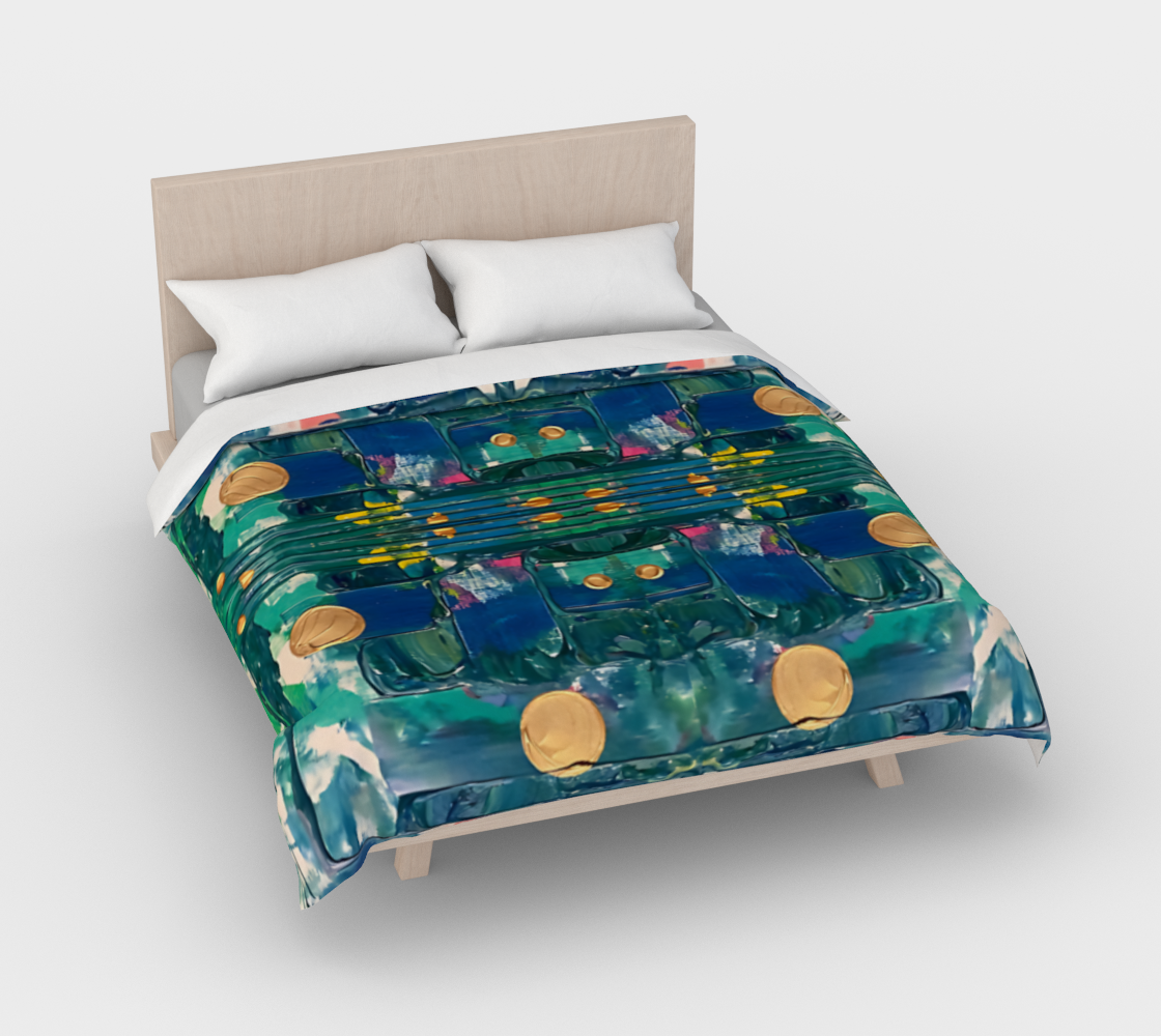 "Water Lilies" Duvet Cover (Aqua, Blue, Pink)