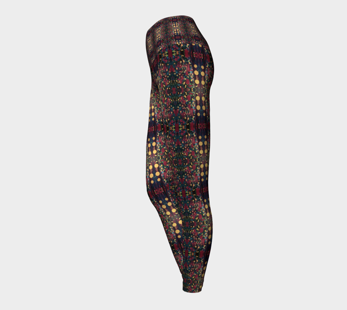 "Tulips" Yoga Leggings (Magenta, Gold)