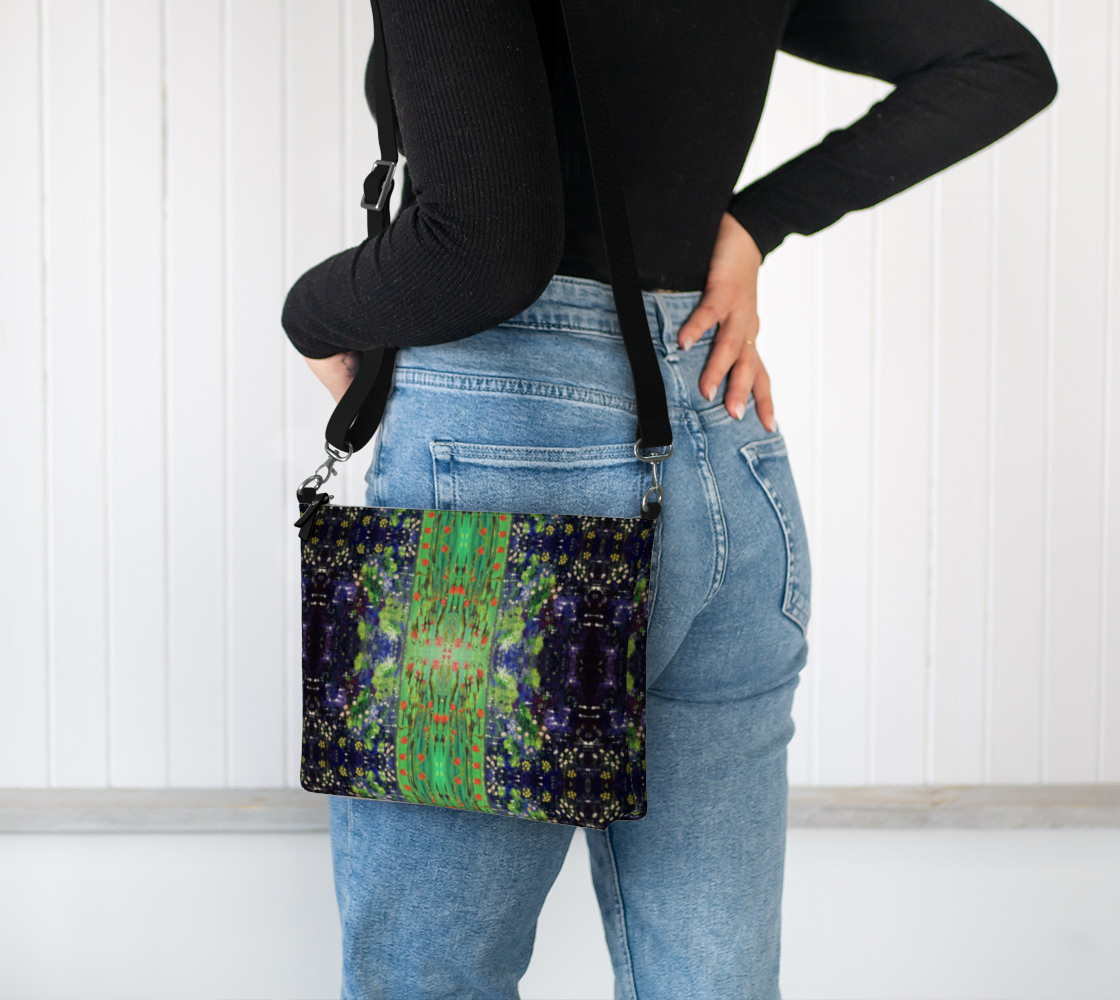 "Norther"Summer by Monty's Marsh"  Vegan Leather Crossbody Purse (Purple, Green)