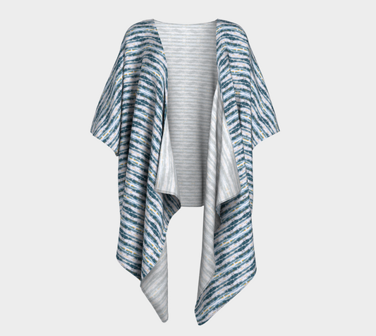 "Seagulls" Draped Kimono (Blue and White)
