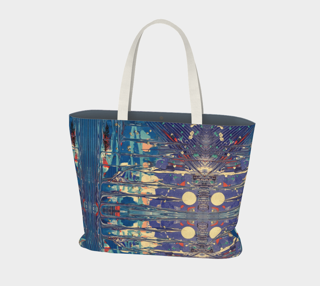 "Pacific Sky" Large Tote (Blue, Aqua, Silver)