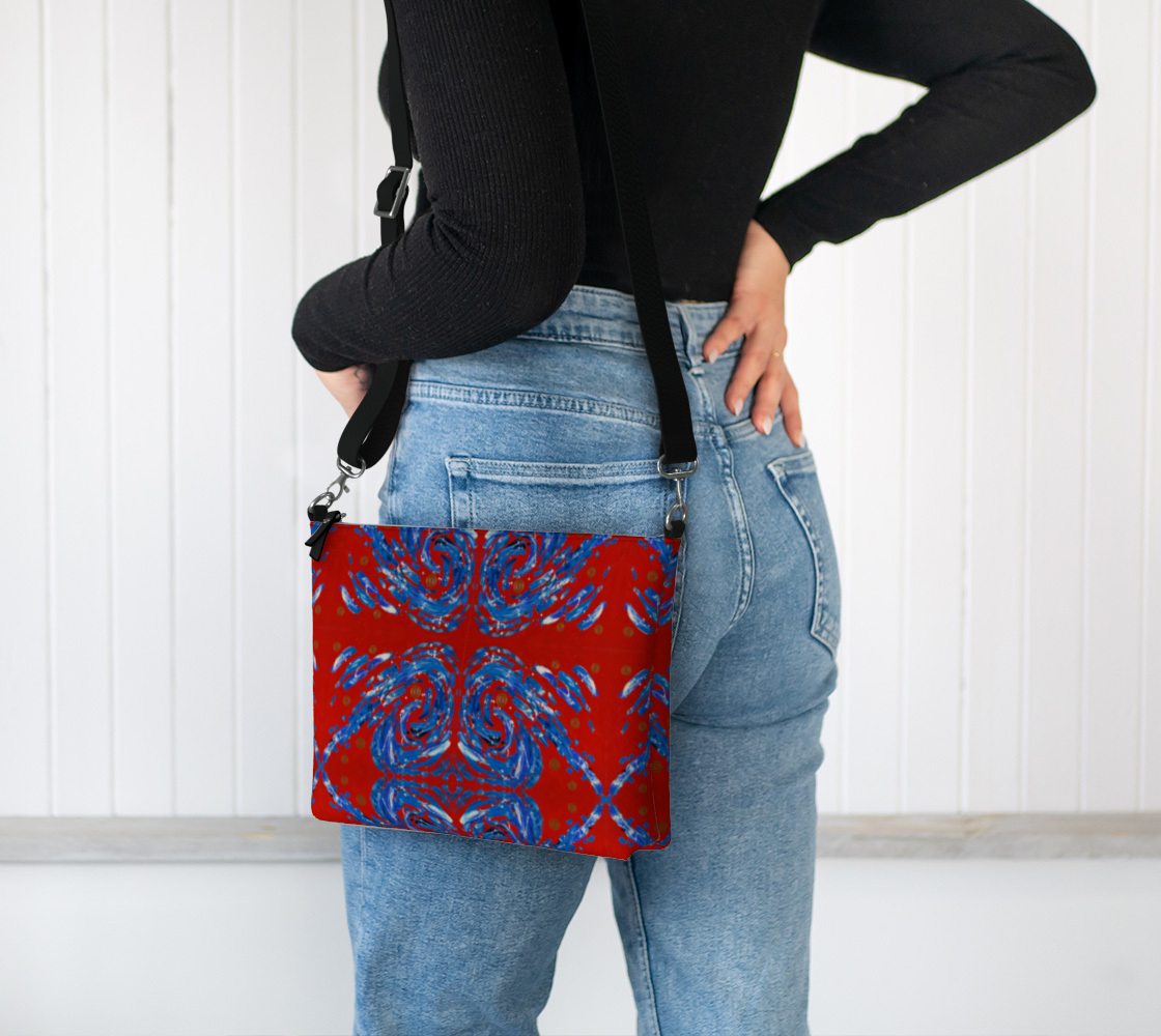 "Justice"  Vegan Leather Crossbody Purse (Red, Blue)