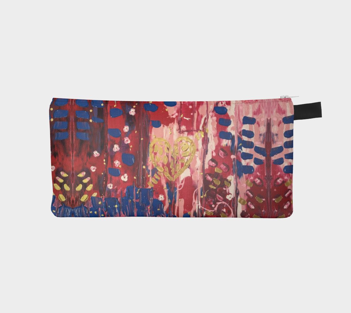 "Hearts and Flowers" Pencil Case (Red, Pink)