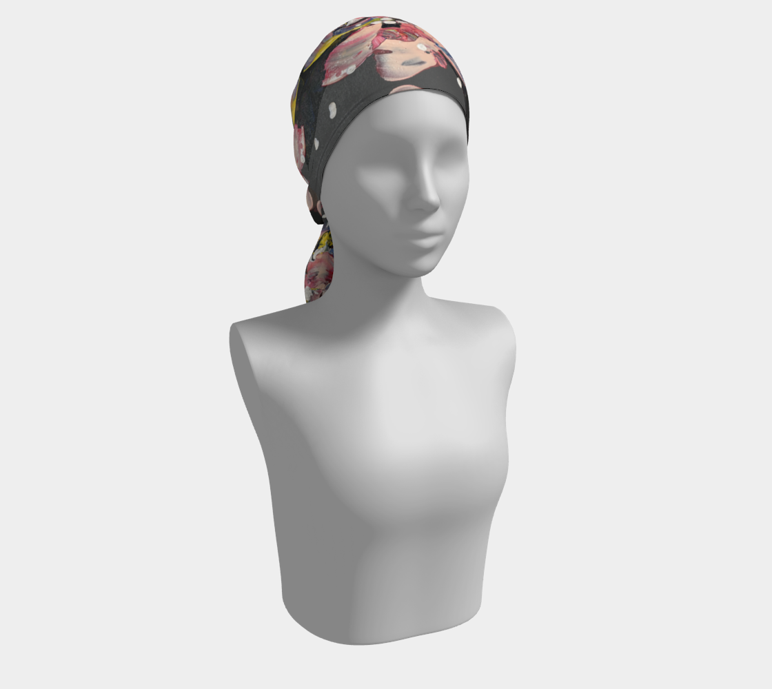 "Grace in Orchid Petals" Long Scarf (Black, Pink)