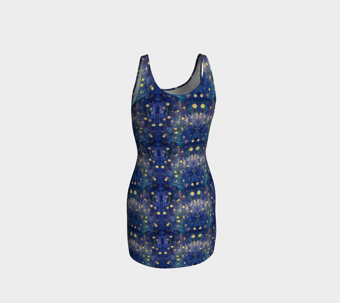 "Advent Blue" Bodycon Dress (Blue, Gold)