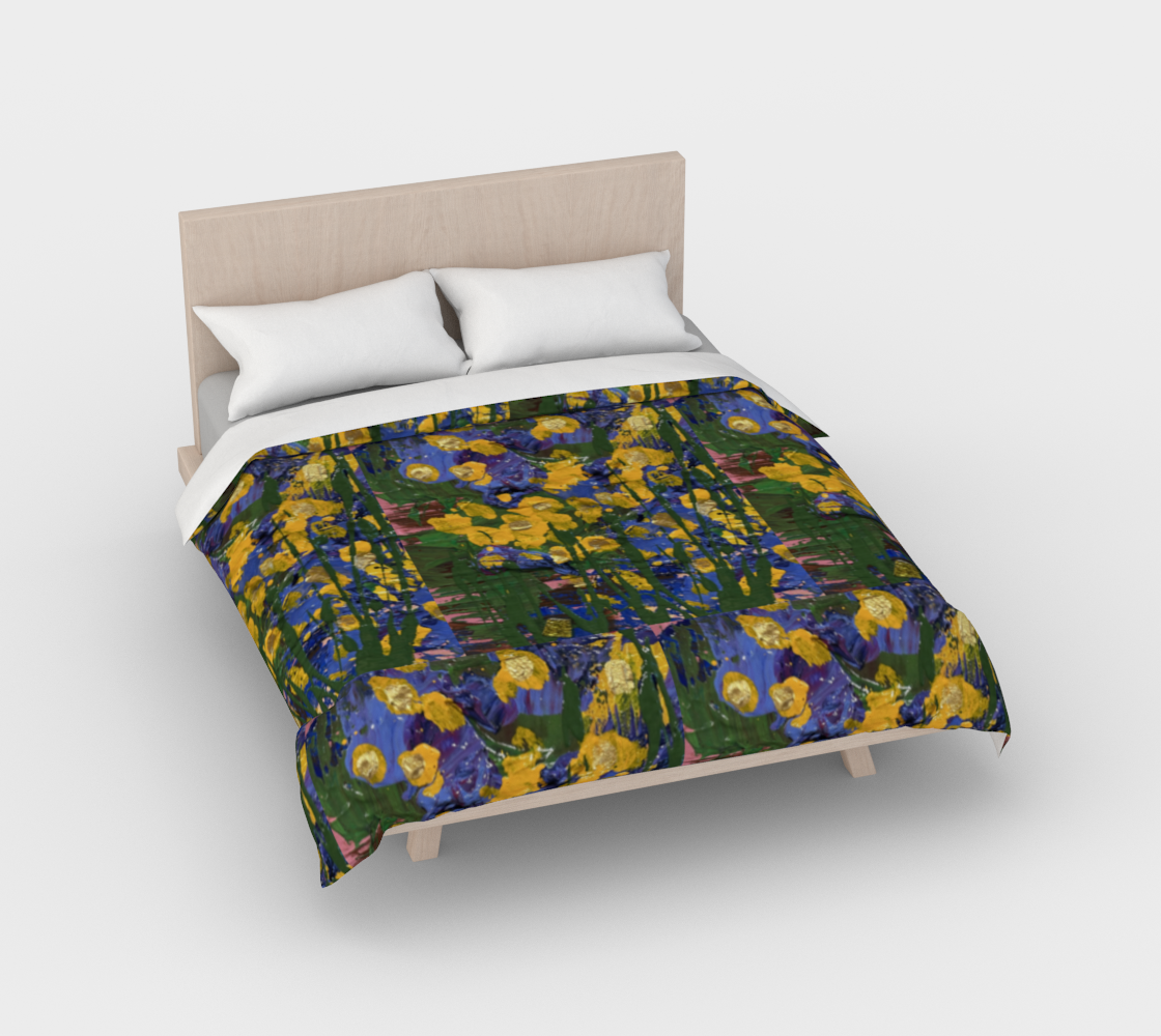"Buttercups" Duvet Cover (Yellow, Purple, Green)