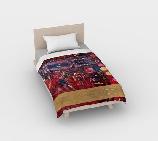 ”Longing for Peace Patchwork” Duvet Cover (Red, Purple, Gold)