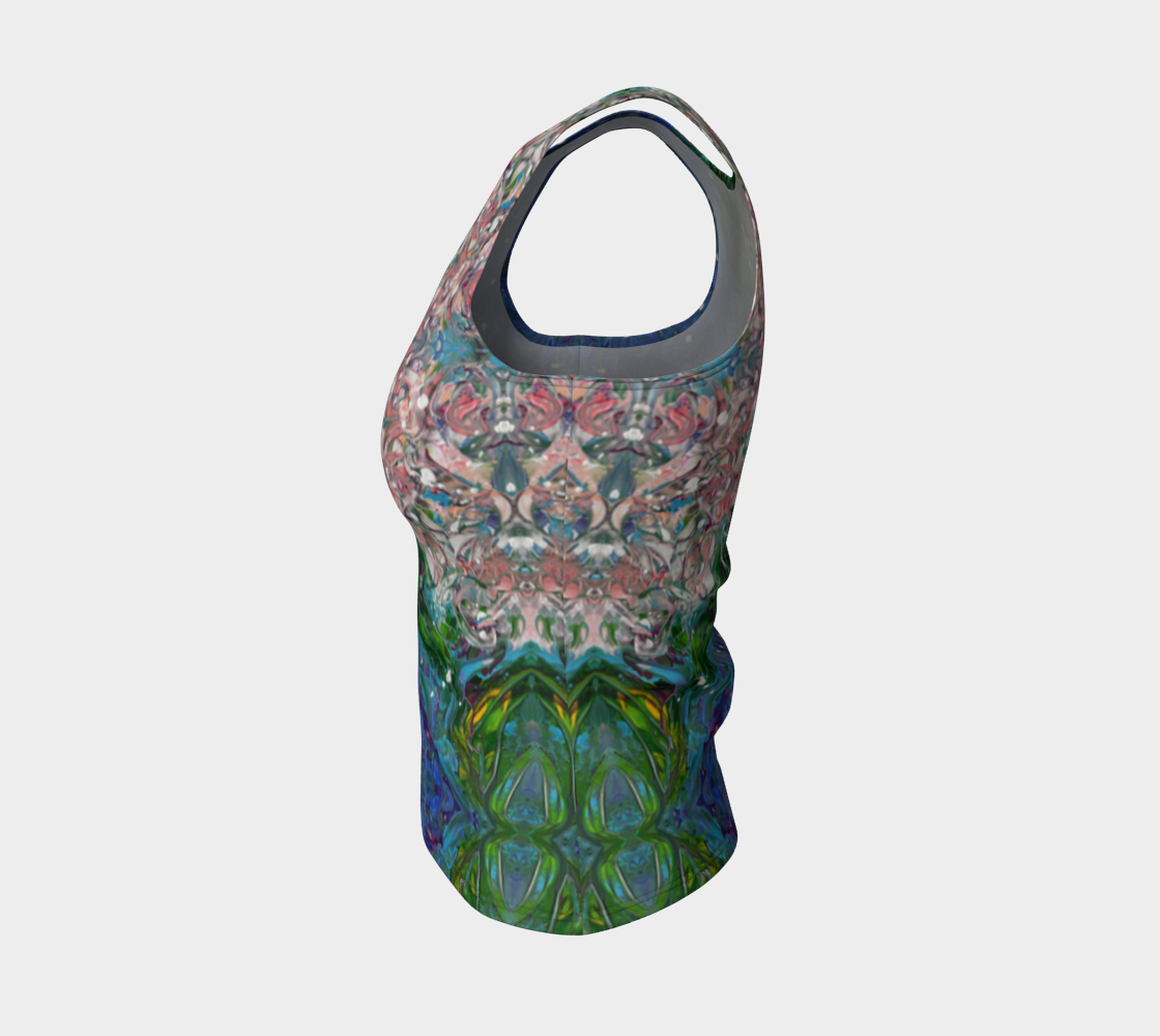 "Anniversary Flowers" Fitted Tank LONG (Purple, Green, Pink)