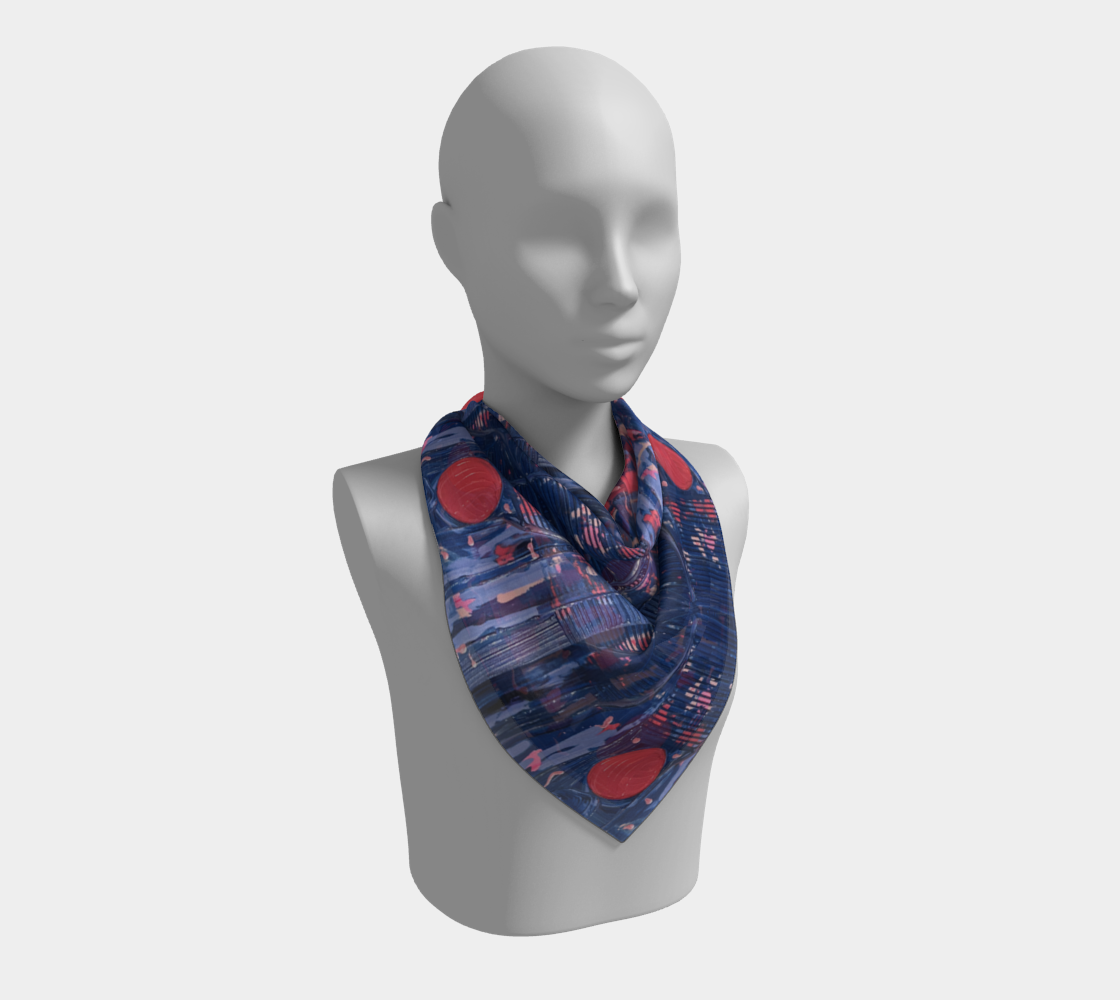 "Joy" Square Scarf (Blue, Pink)
