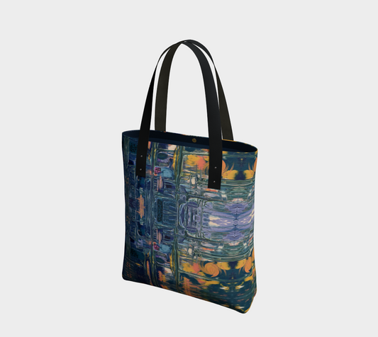"Spring Rain" Urban Tote Lined (Blue, Orange)