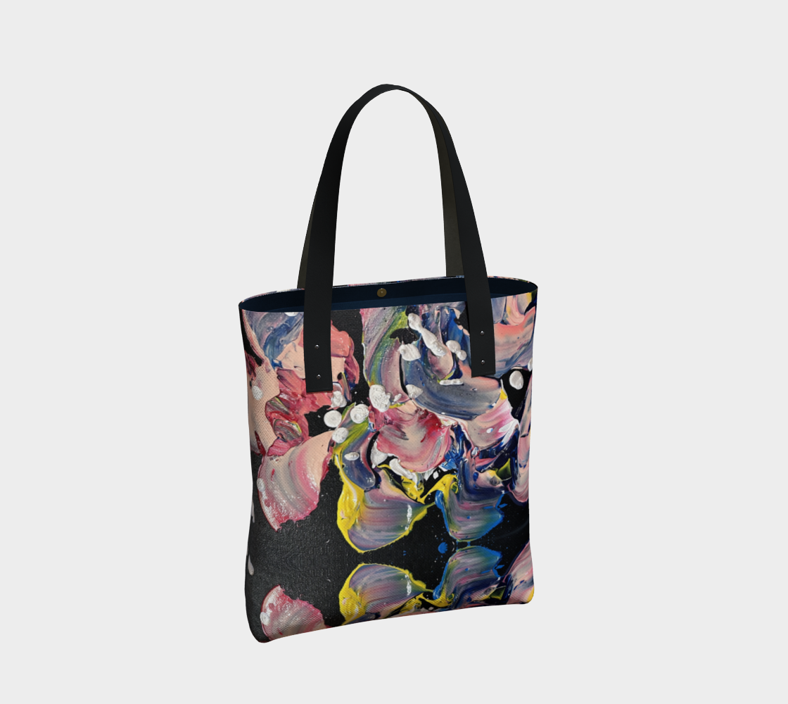 "Grace In Orchid Petals " Tote (Black, Pink, Yellow)