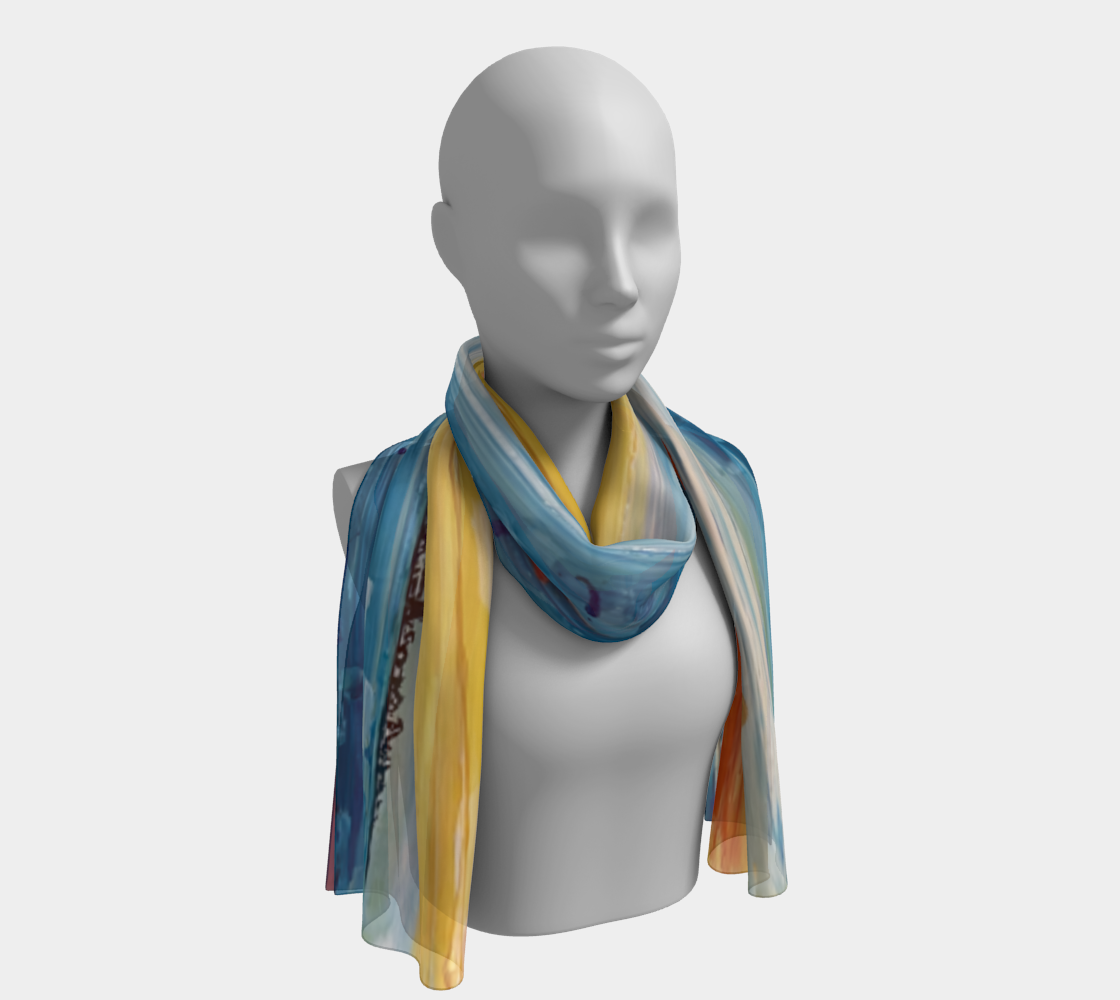 "Chantry Island" Long Scarf (Blue, Yellow, Orange)