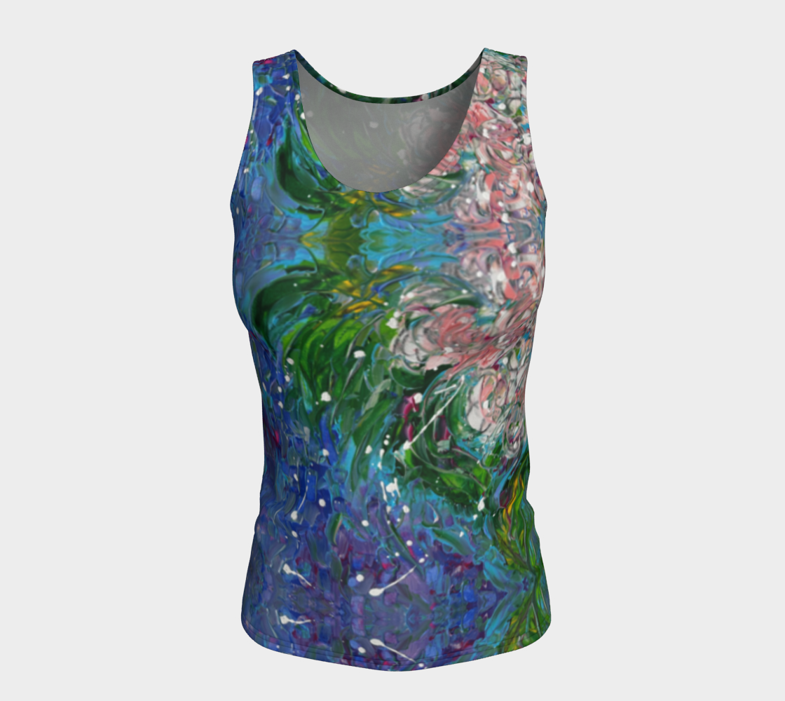 "Anniversary Flowers" Fitted Tank (Purple, Green, Pink)