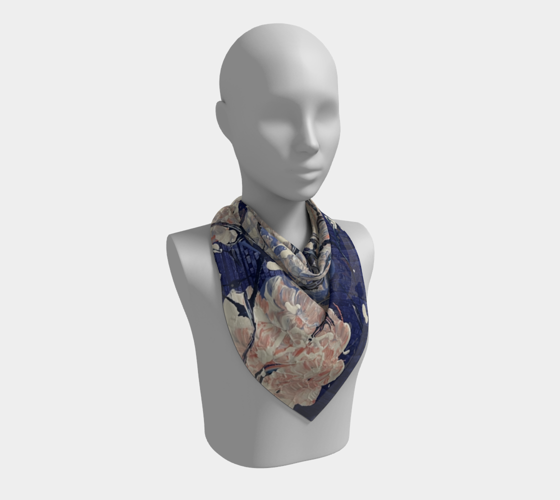 "Hydrangeas" Square Scarf (Purple, Ivory, Blush)