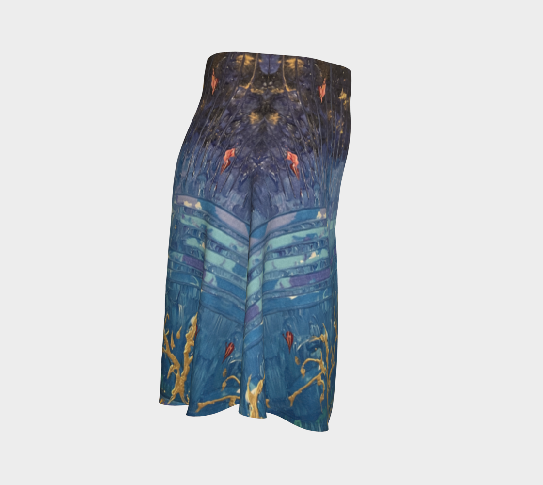 "Trees on Blue" Flare Skirt (Blue)