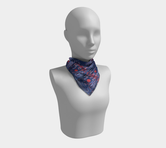 "Joy" Square Scarf #2 (Blue, Pink)