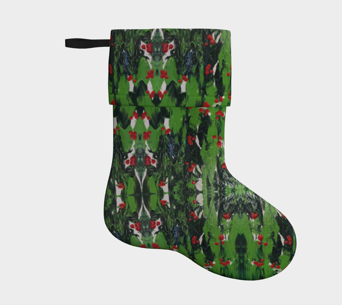 "Holly and the Ivy" Christmas Stocking  (Green, Red)