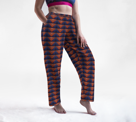 "Geometric Dawn" Lounge Pants (Orange, Blue)