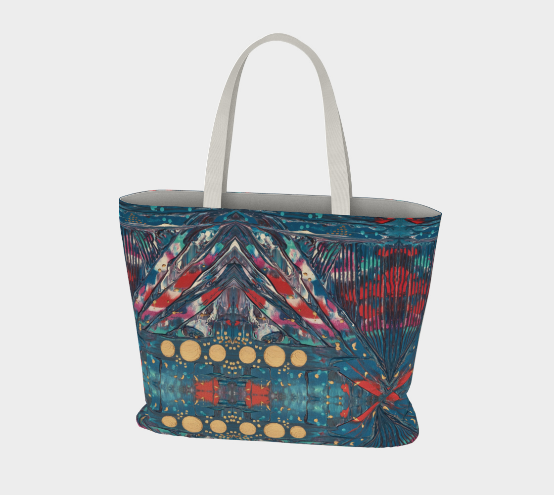 "Awakening" Large Tote (Turquoise, Red, Gold)