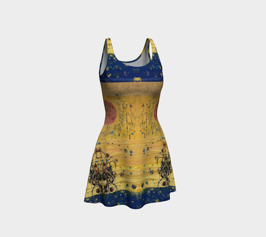 “Yellow Sky on Blue Morning” Flare Dress (Yellow, Pink, Blue)