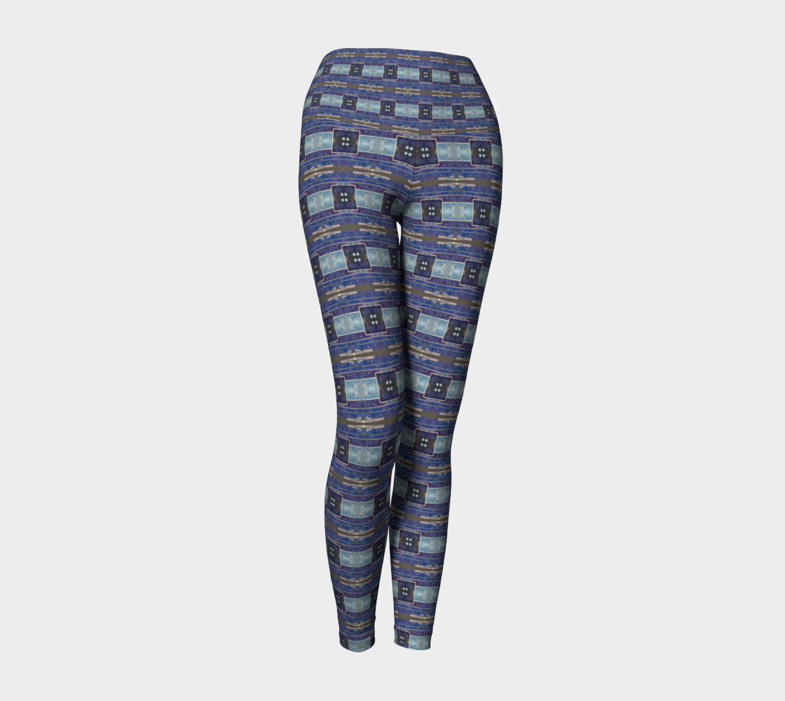 "Tanya's Winter" Yoga Leggings (Blue, Grey)