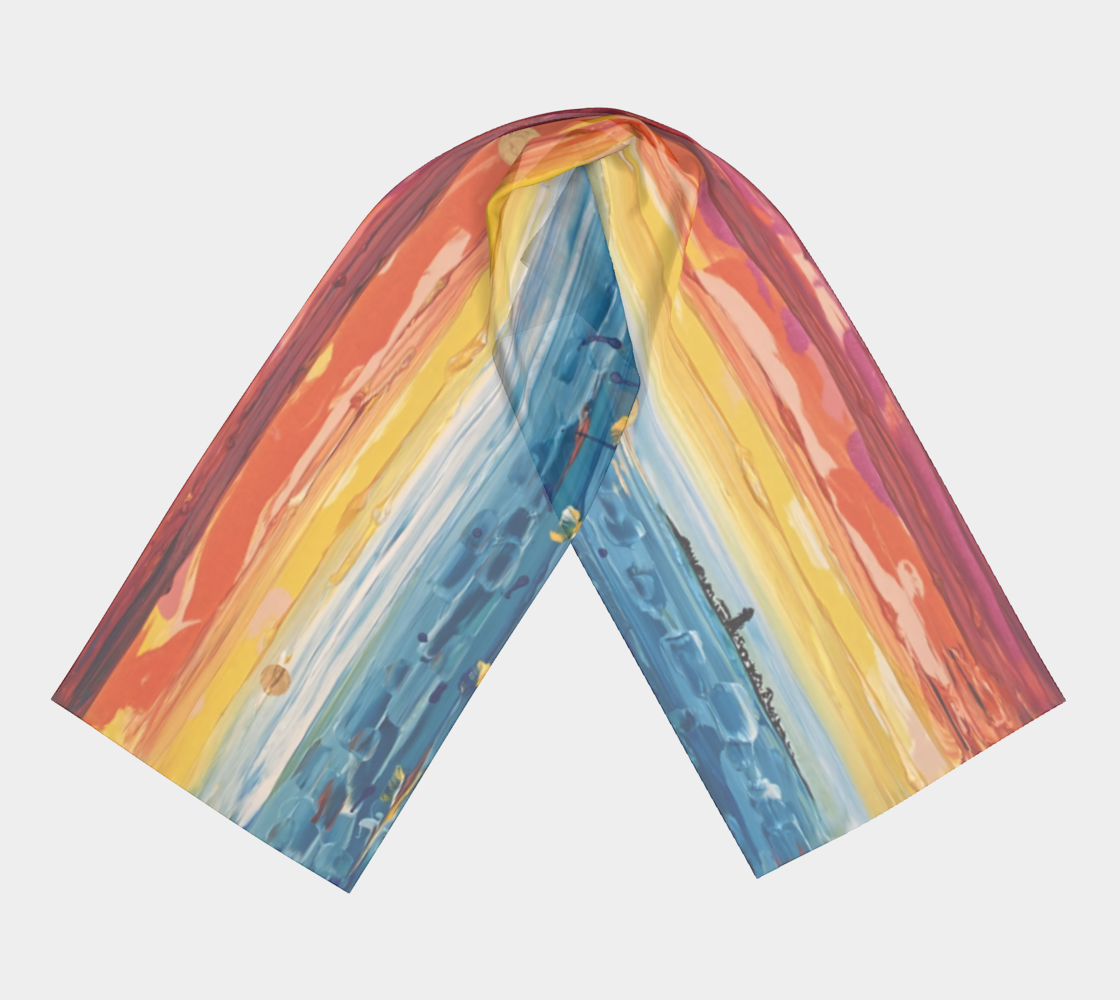 "Chantry Island" Long Scarf (Blue, Yellow, Orange)
