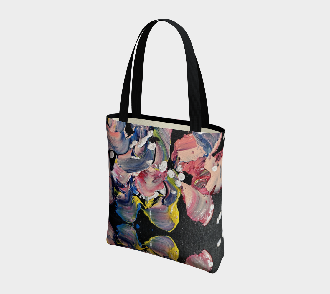"Grace In Orchid Petals " Tote (Black, Pink, Yellow)