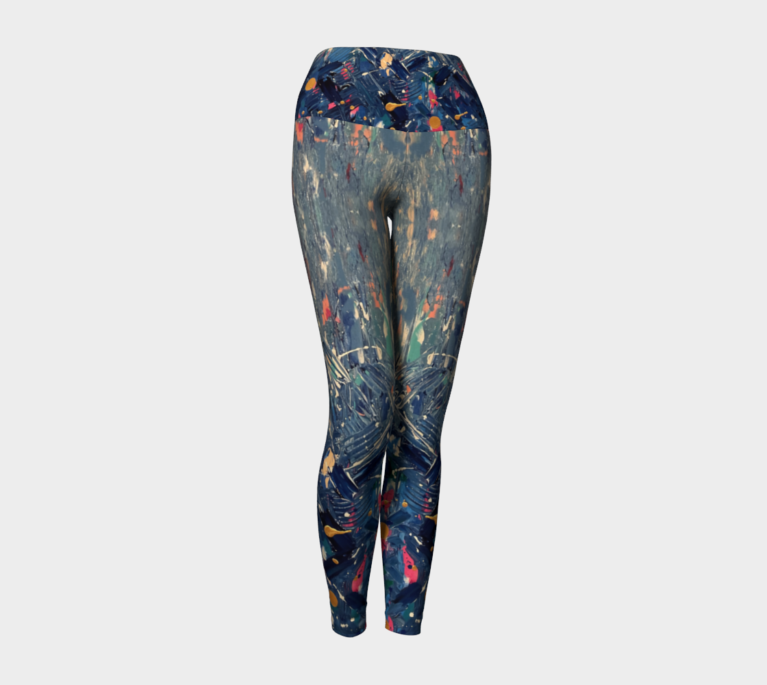 "Blue Mountain" Yoga Leggings (Blue, Pink)