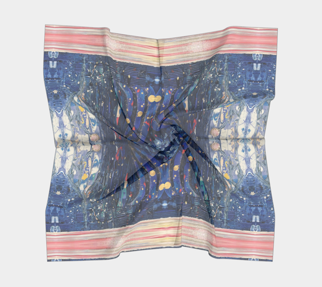 "Blue Sky" Square Scarf (Blue, Pink)
