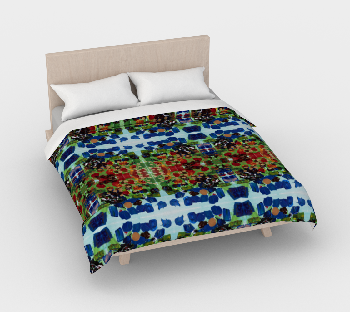 "Fall Garden" Duvet Cover (Blue, Greed, Red)