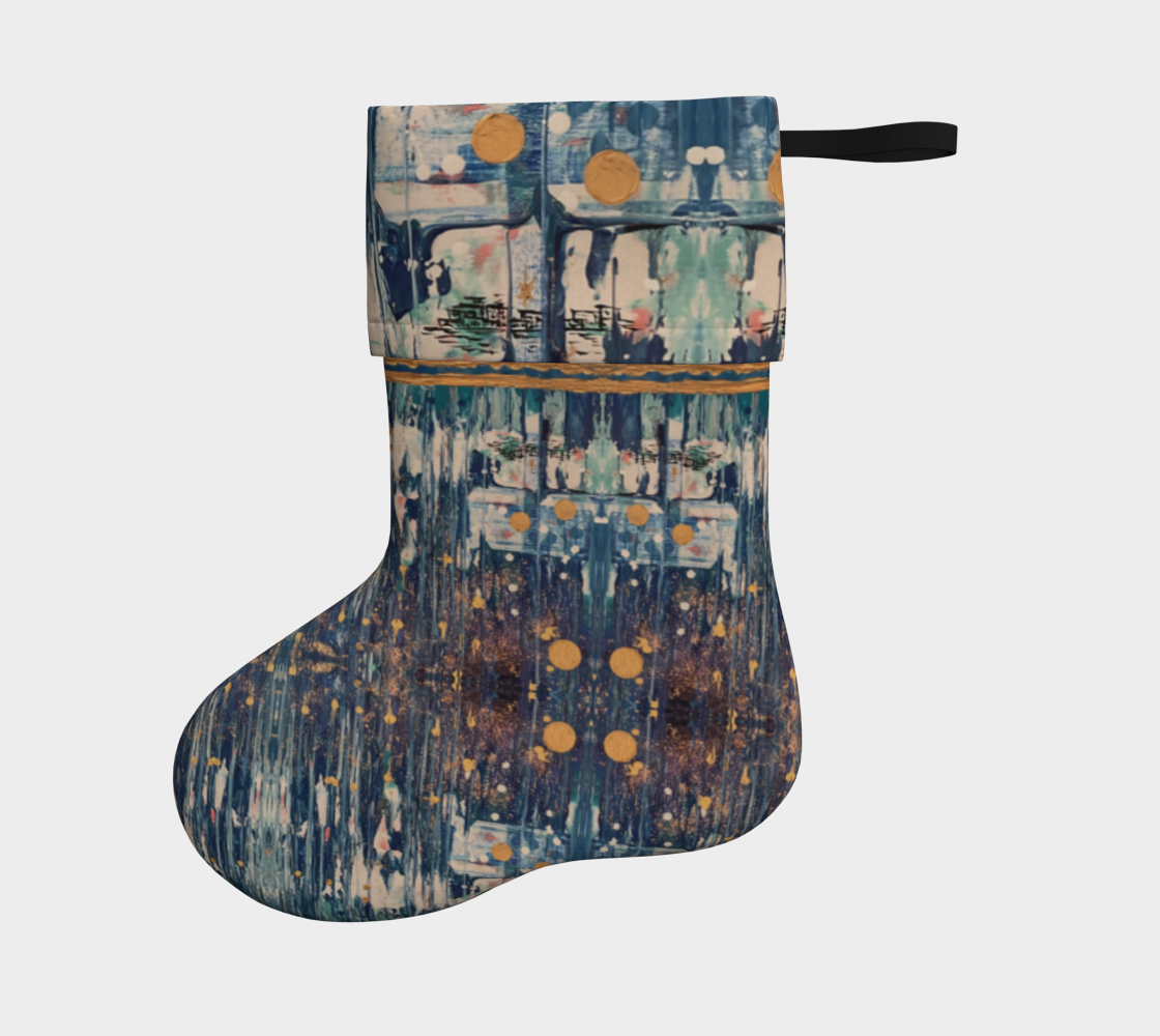 "Silent Night"  Christmas Stocking  (Blue, Gold)