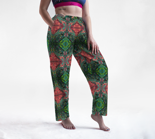 "Pink Blossoms" Lounge Pants (Green, Pink)